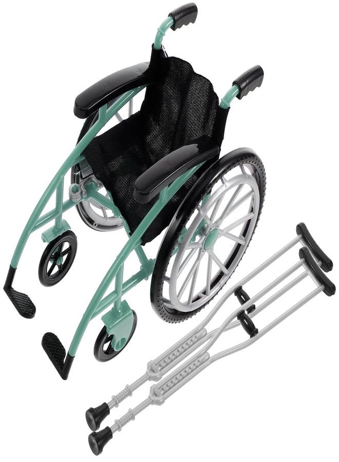 Vaguelly 1set Miniature Wheelchair Model Crutches for Dollhouses Home Decor and Miniature Landscaping Realistic Design and Materials for Display and Collecting - Image 1